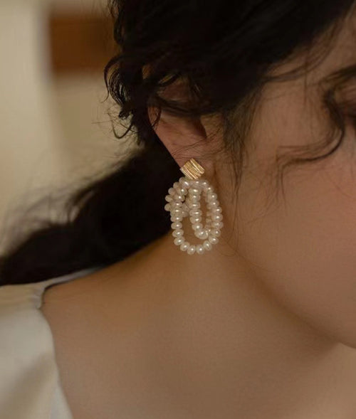 French Vintage Baroque Fringed Pearl Earrings