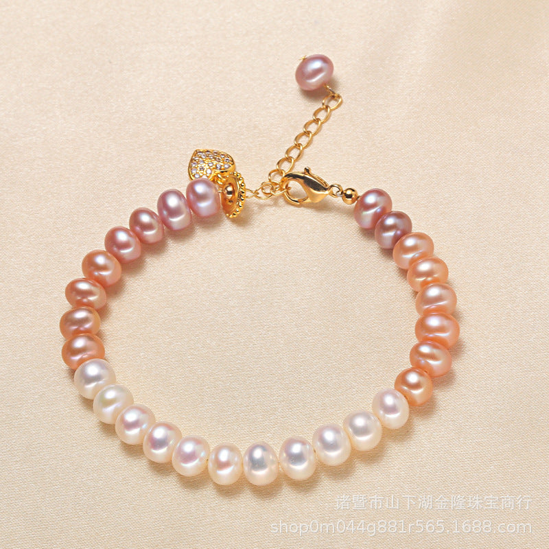 Rainbow caviar gradual change color pearl bracelet