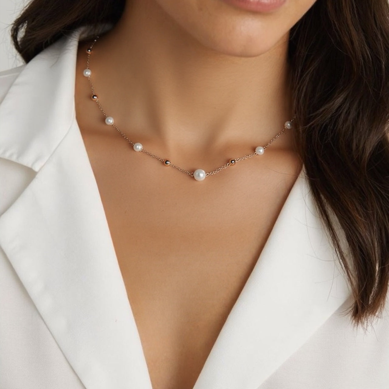 Sterling Silver Natural Freshwater Pearl Light Luxury Gypsy Necklace