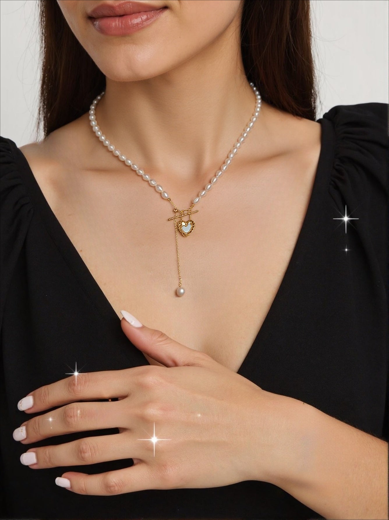 French pearl love shell necklace