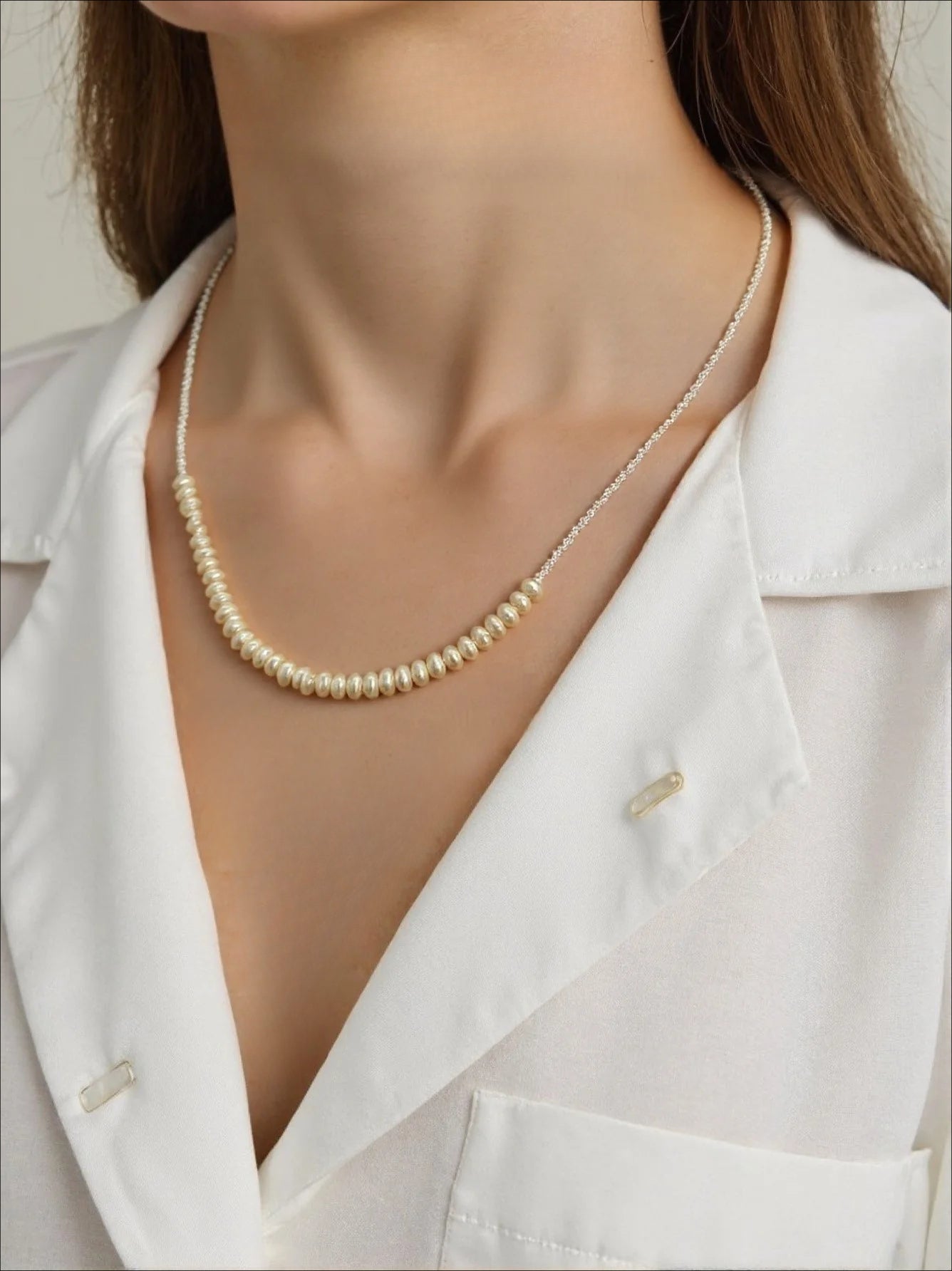 Broken Silver Versatile Collarbone Chain Pearl Necklace