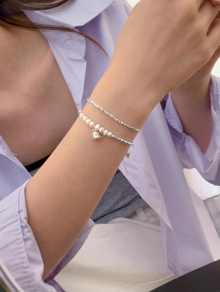 Sterling Silver Pearl Lily of the Valley Design Bracelet