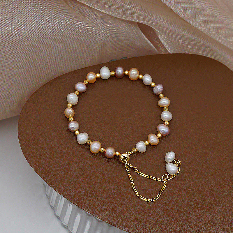 Natural pearl jade simple design bracelet