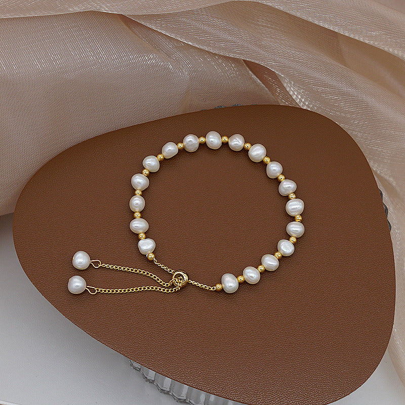 Natural pearl jade simple design bracelet