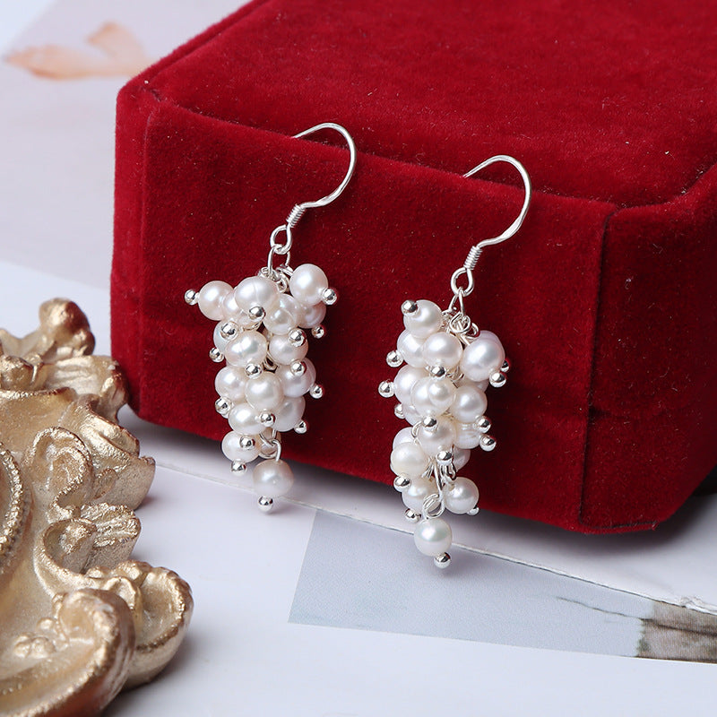 Grape pearl earrings