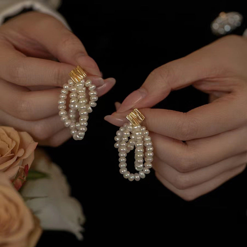 French Vintage Baroque Fringed Pearl Earrings