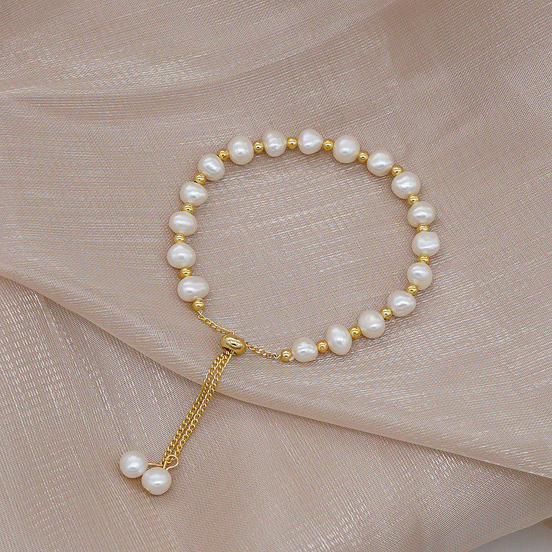 Natural pearl jade simple design bracelet