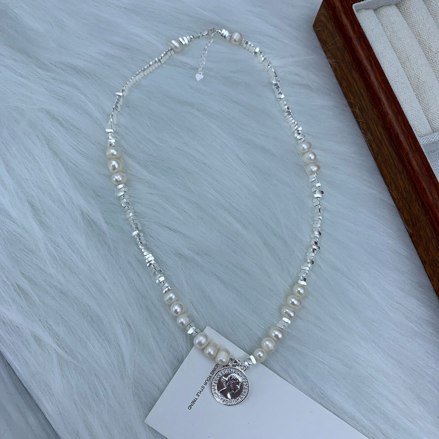 Natural Pearl Xiaoxiangfeng Design Silver Necklace