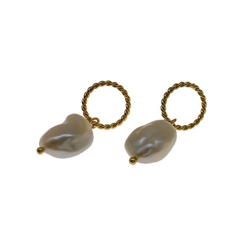 Circle Baroque Pearl Stud Earrings