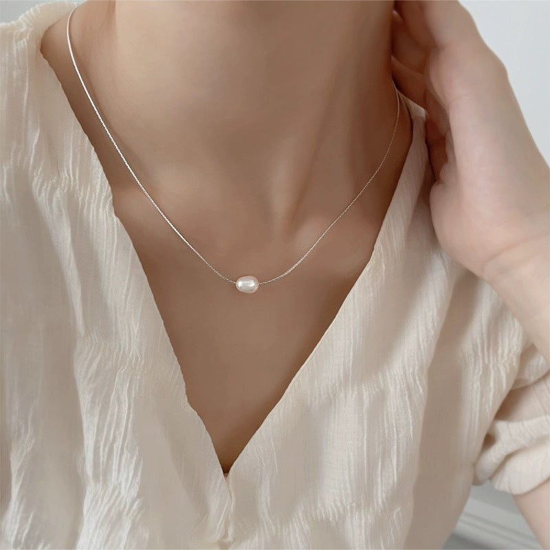Geometric Single Natural Freshwater Pearl Pendant