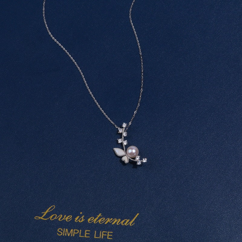Butterfly Design Pearl Necklace