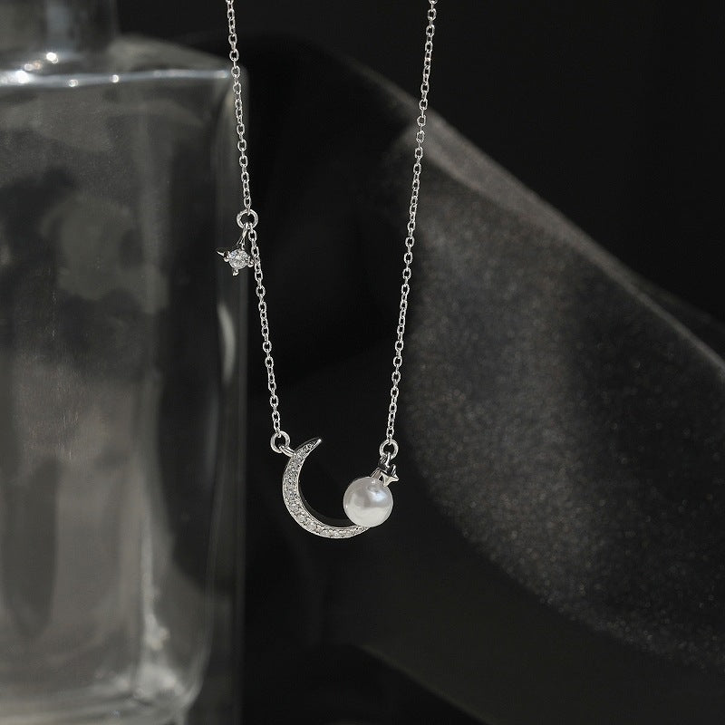 Moon Star Design Pearl Necklace