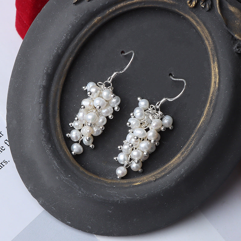Grape pearl earrings