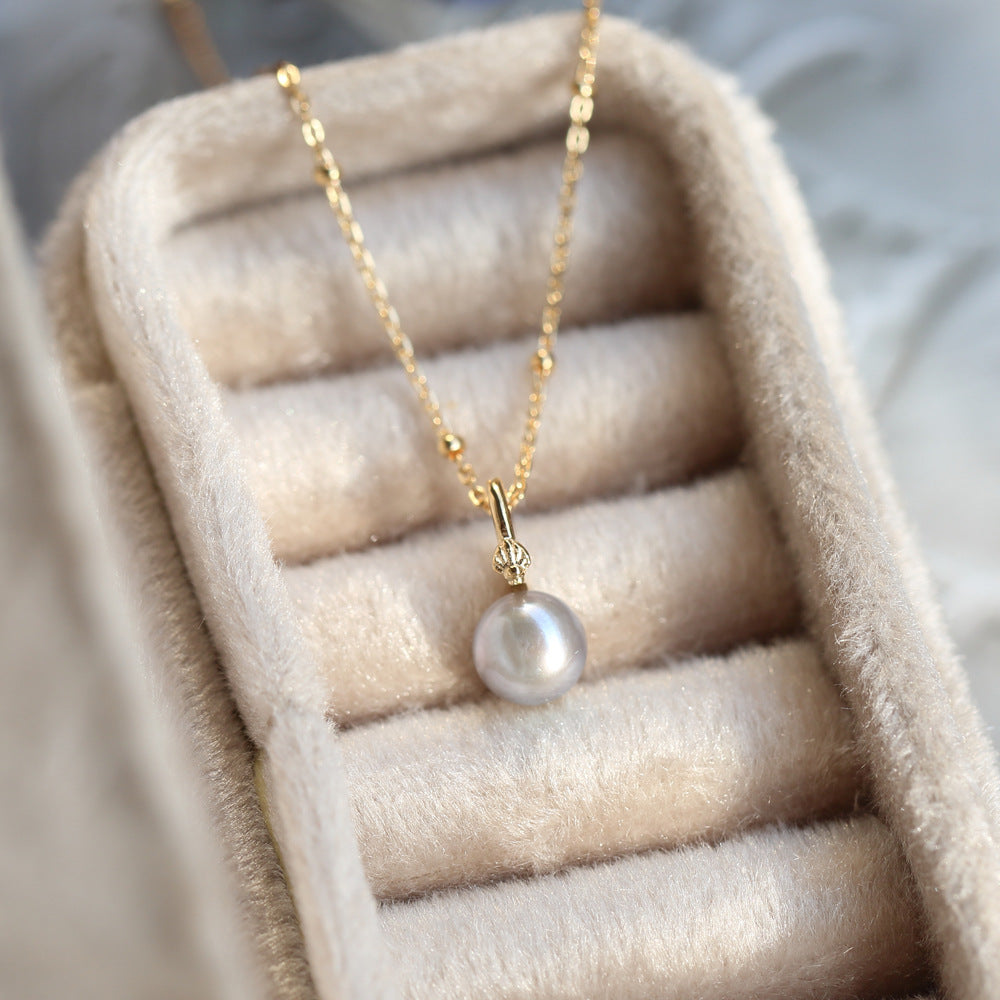 Natural grey pearl pendant.