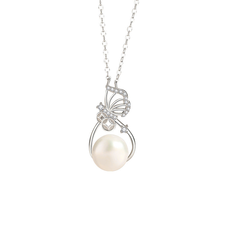 Original sterling silver freshwater pearl money bag necklace