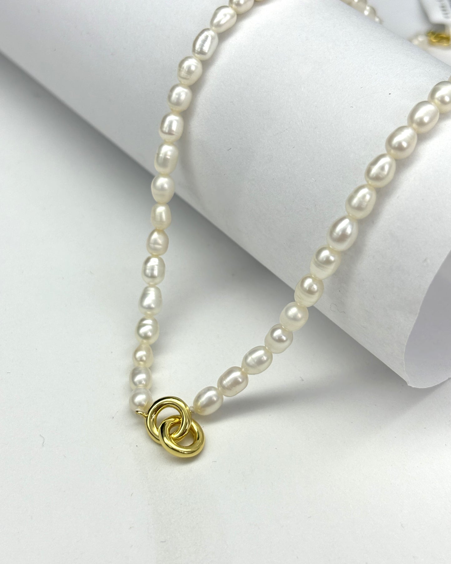 Natural Pearl Fashion Versatile Double Ring Necklace