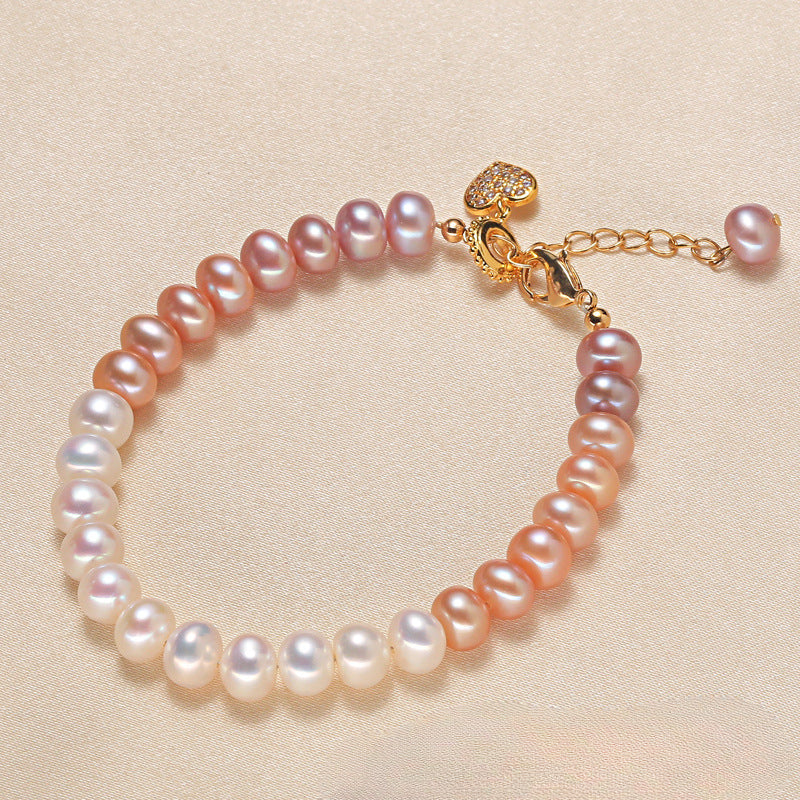 Rainbow caviar gradual change color pearl bracelet