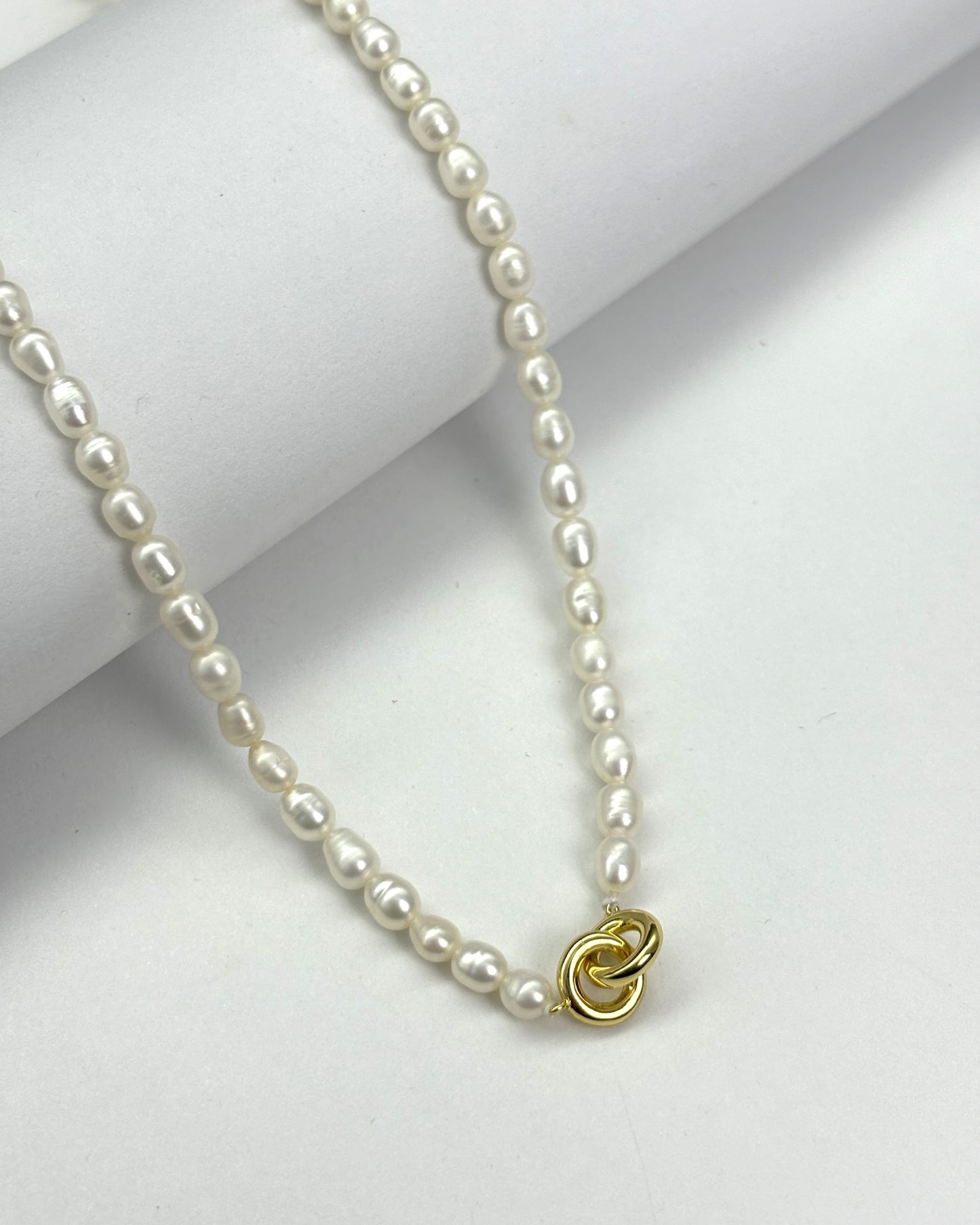 Natural Pearl Fashion Versatile Double Ring Necklace