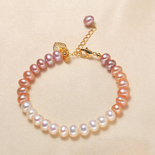 Rainbow caviar gradual change color pearl bracelet