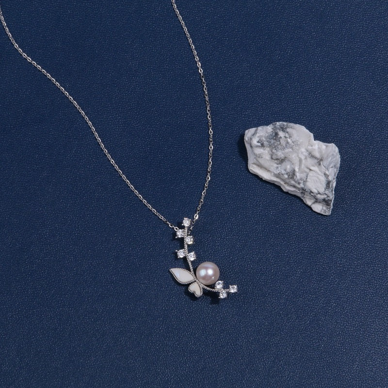 Butterfly Design Pearl Necklace