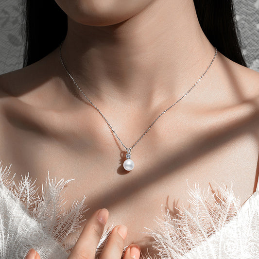 Natural pearl strong light round light luxury versatile necklace