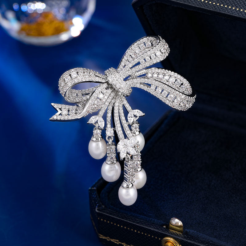 Natural Pearl Versatile Light Luxury Bow Brooch