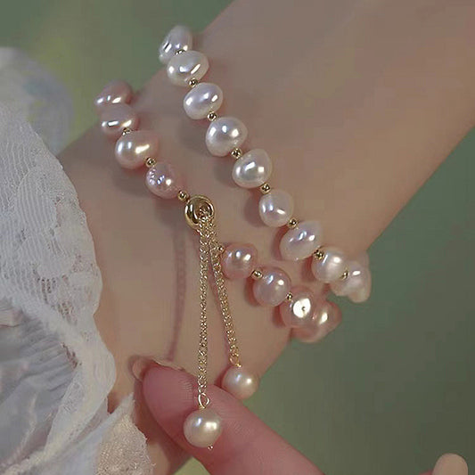 Natural pearl jade simple design bracelet