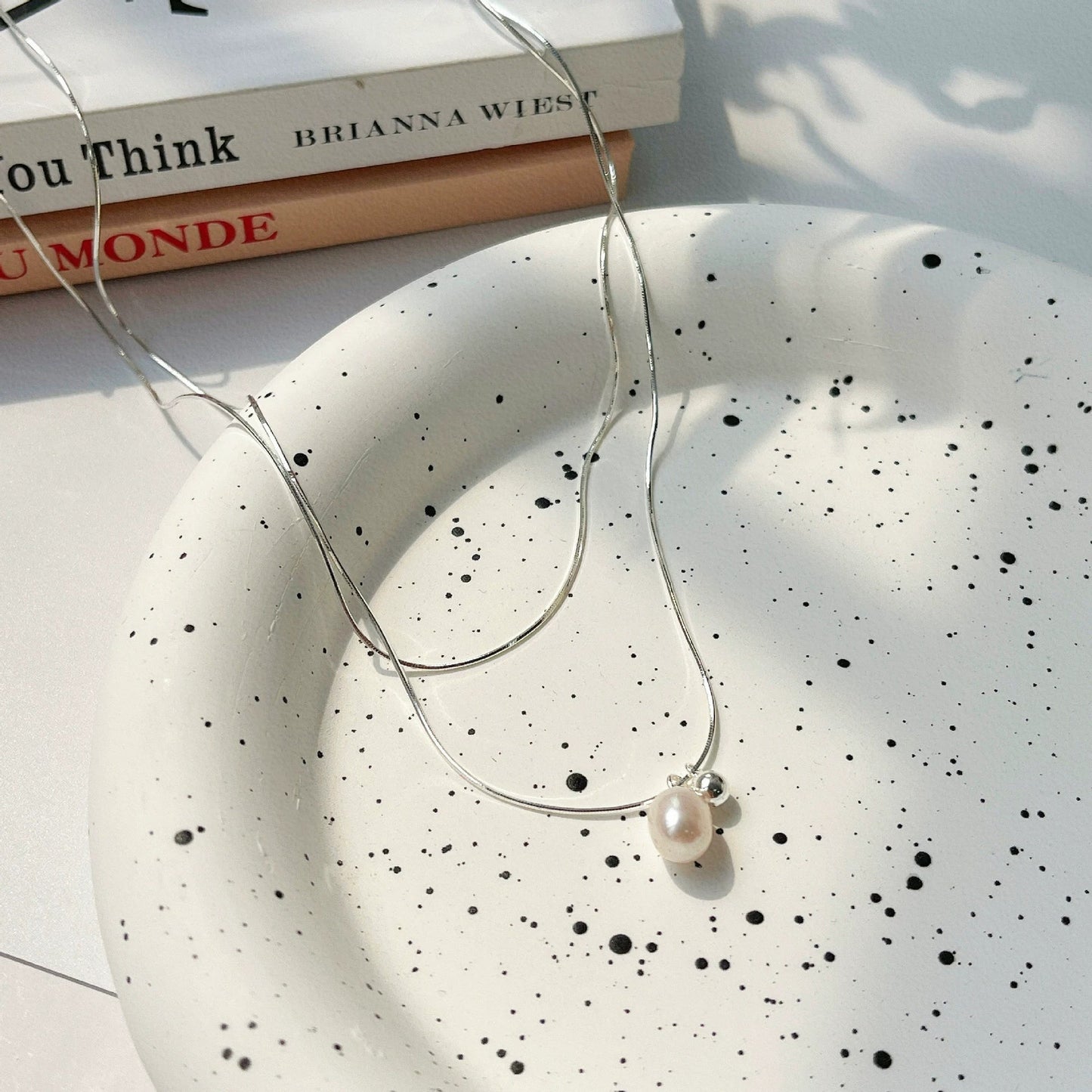 Sterling Silver Rice Pearl Light Luxury Niche Double Clavicle Chain