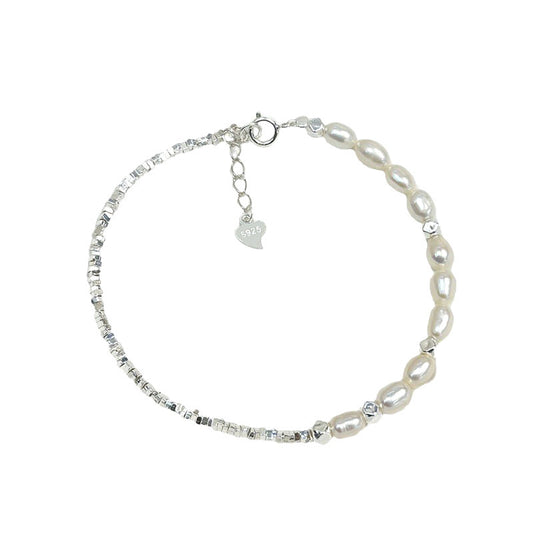 Natural Freshwater Pearl Shredded Silver Bracelet