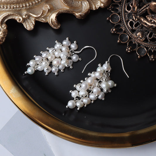 Grape pearl earrings