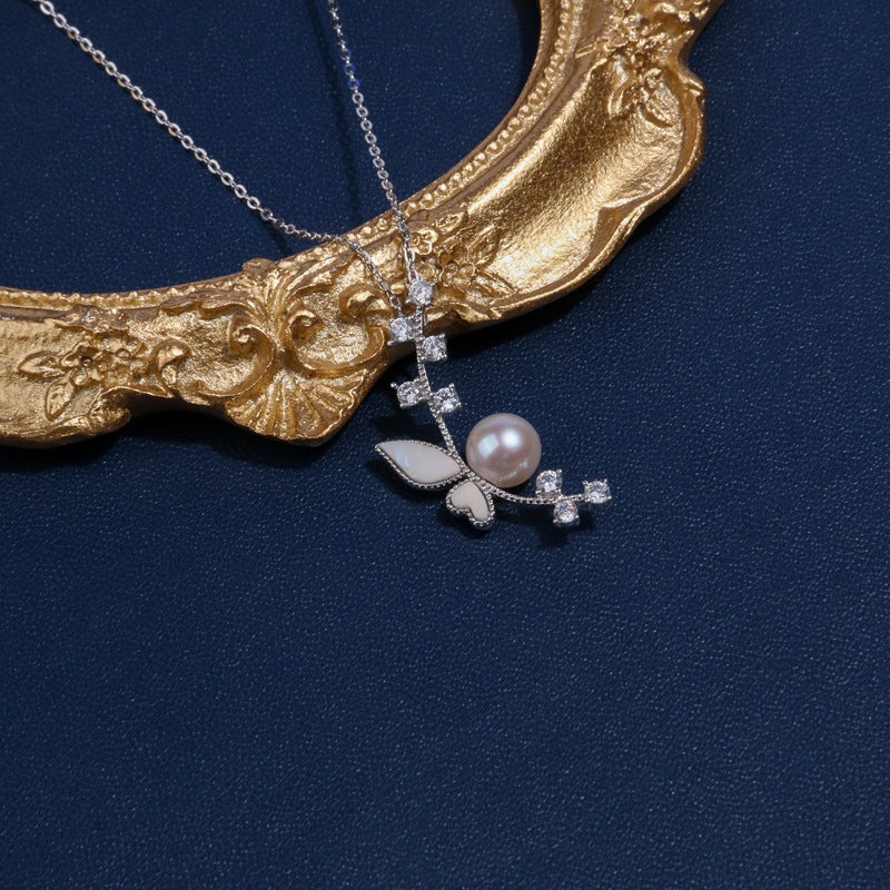 Butterfly Design Pearl Necklace