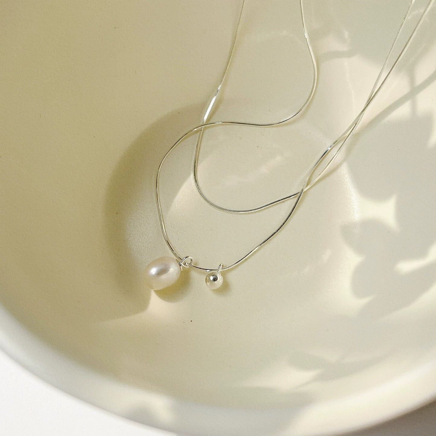 Sterling Silver Rice Pearl Light Luxury Niche Double Clavicle Chain