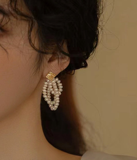French Vintage Baroque Fringed Pearl Earrings