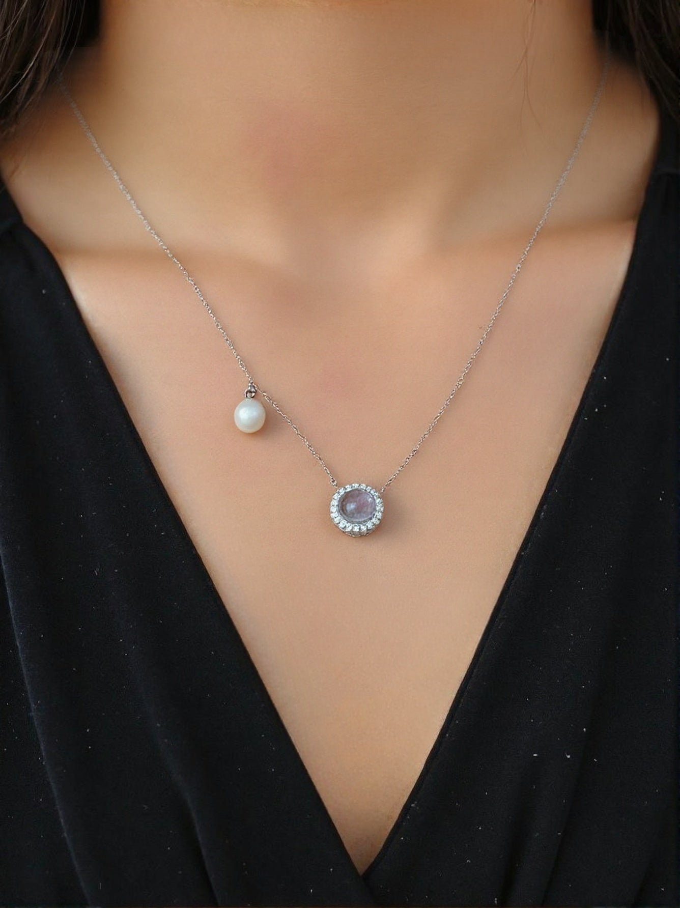Light Luxury Aquamarine Pearl Necklace